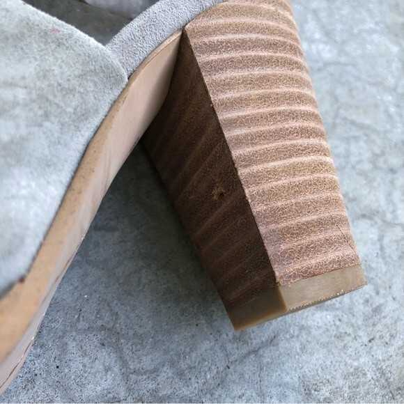 Splendid Danae Booties Shooties Shoes Stacked Heel Gray Grey Suede Tie Back 6.5 - Picture 5 of 9